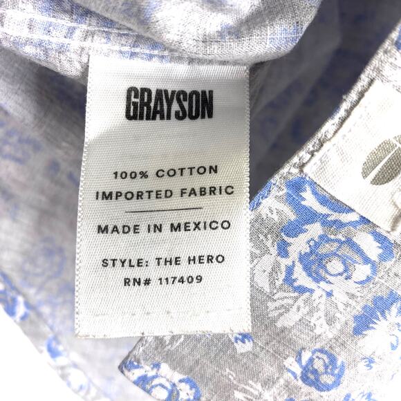 Grayson The Hero Button Up Shirt Womens XS / 1  Blue Gray Floral Cottagecore - Picture 7 of 9